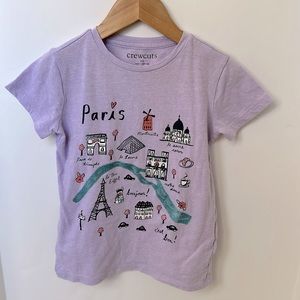 J.Crew Crewcuts Girls Size S 6-7 purple Paris t-shirt sparkly glitter detail